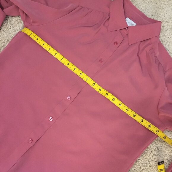 Outline Korean Blush Pink Slinky Pleated Button Down Shirt - Picture 13 of 16